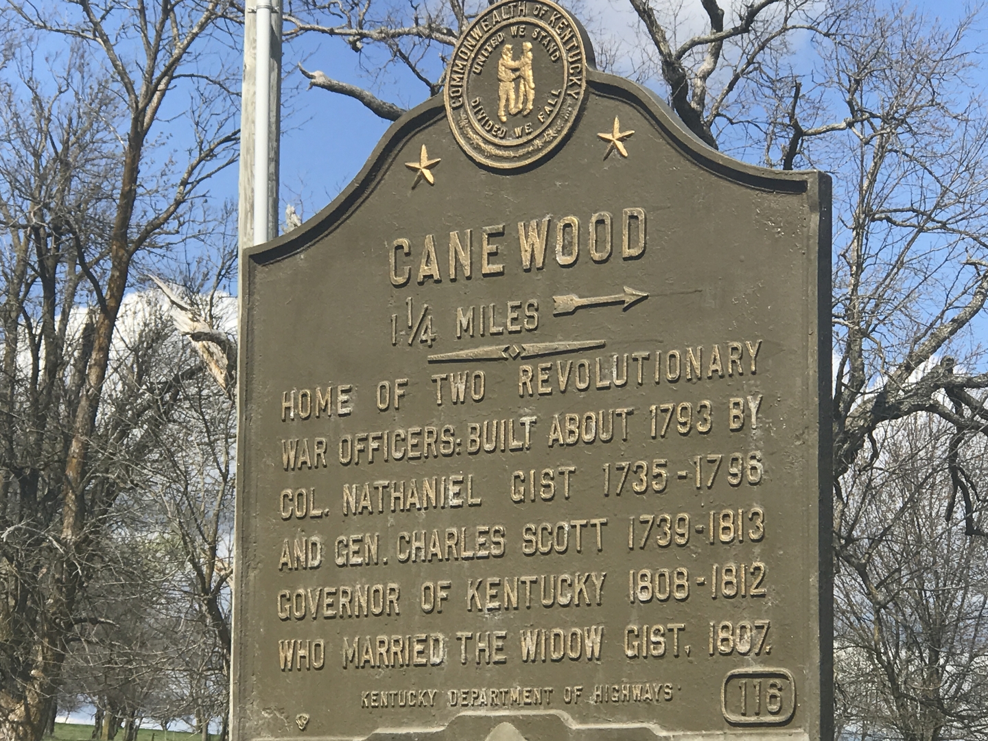 Canewood Historical Marker