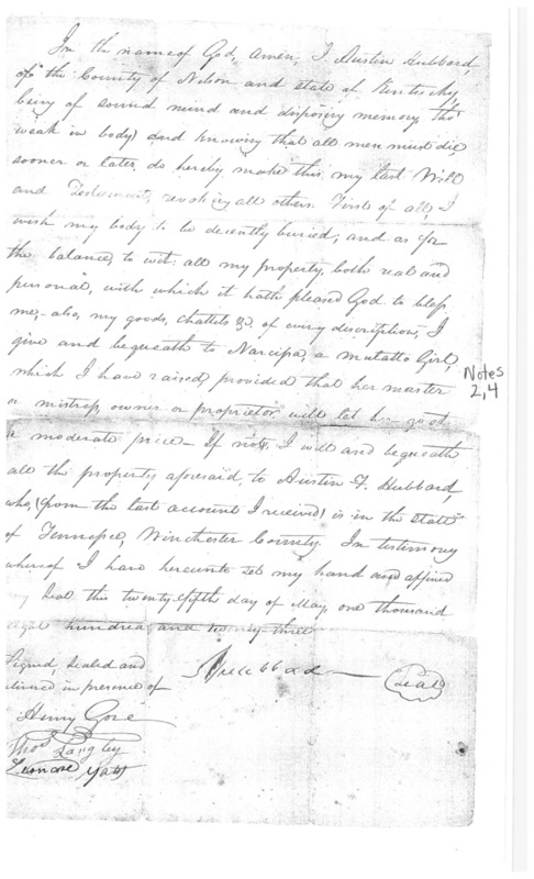 Will of Austin Hubbard, May 25, 1823.